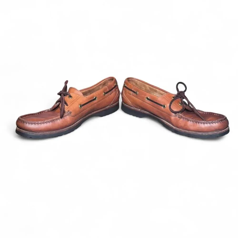 Florsheim Outdoorsman Brown Leather Boat Shoes Men’s 10.5 Moc Toe Casual